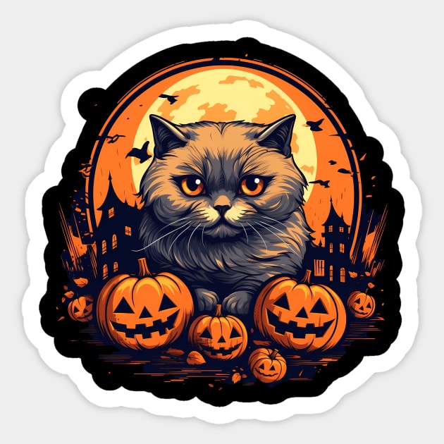Scottish Fold Cat Halloween, Cat Lover Sticker by logiamerch
